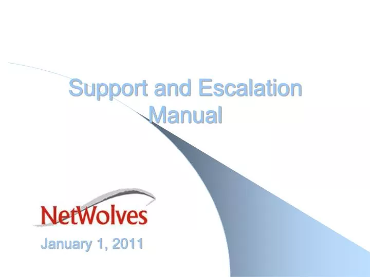 support and escalation manual january 1 2011