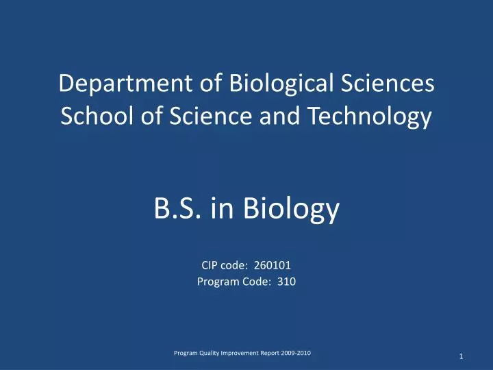 department of biological sciences school of science and technology
