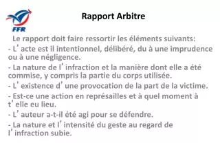 rapport arbitre