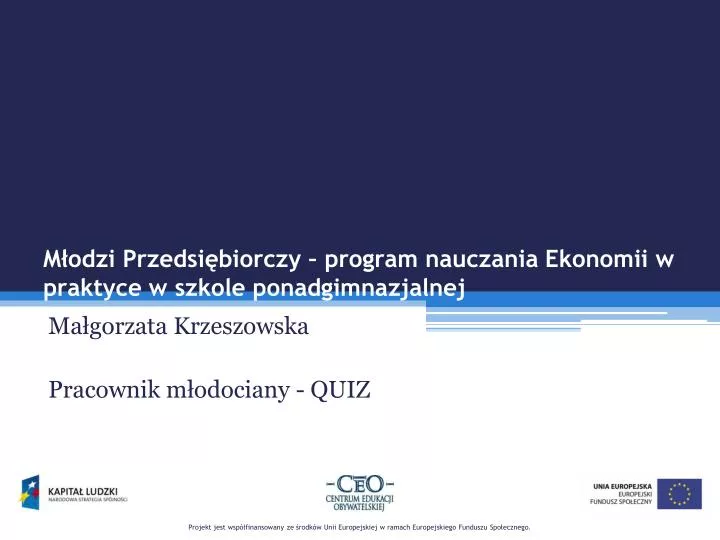 m odzi przedsi biorczy program nauczania ekonomii w praktyce w szkole ponadgimnazjalnej