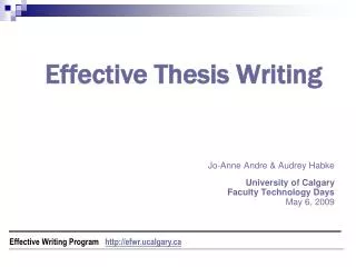 Effective Thesis Writing