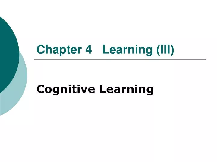 chapter 4 learning iii