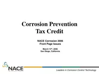 Corrosion Prevention Tax Credit