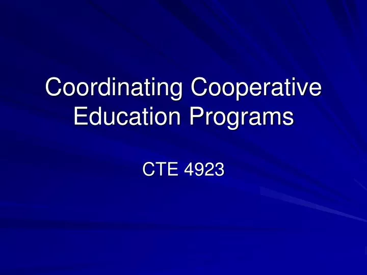 coordinating cooperative education programs