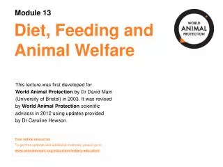 Diet, Feeding and Animal Welfare