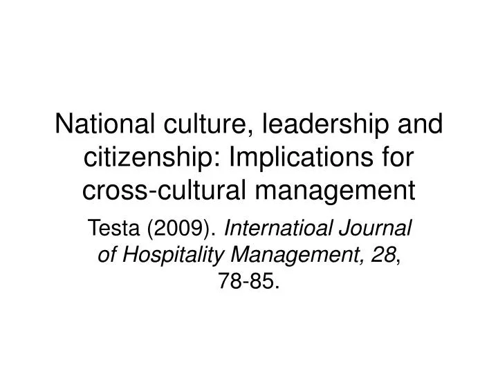 national culture leadership and citizenship implications for cross cultural management