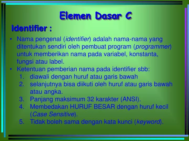 elemen dasar c