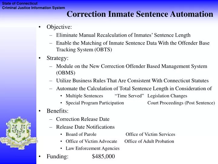 correction inmate sentence automation