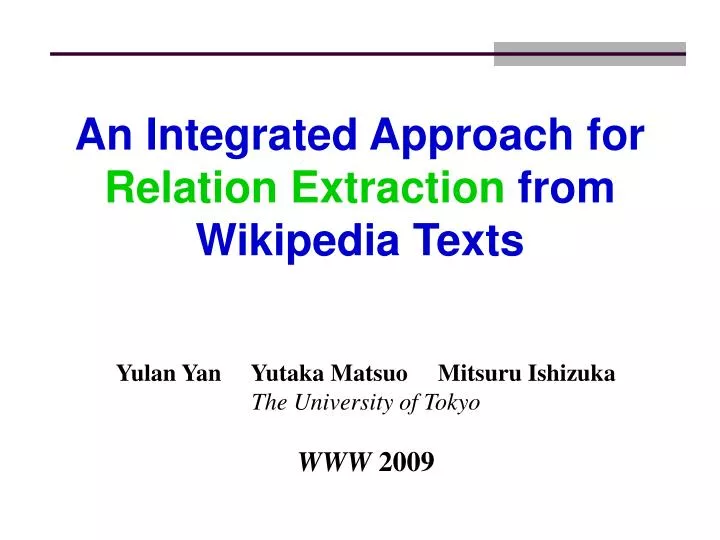 an integrated approach for relation extraction from wikipedia texts