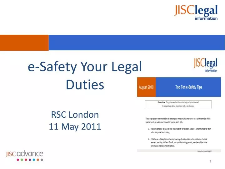 e safety your legal duties