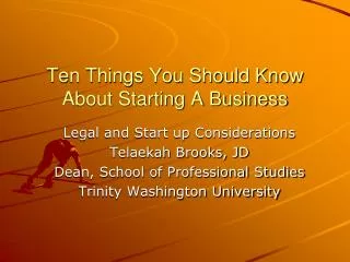 Ten Things You Should Know About Starting A Business