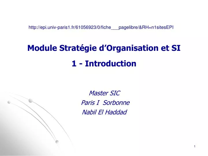 module strat gie d organisation et si 1 introduction