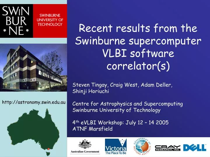 recent results from the swinburne supercomputer vlbi software correlator s