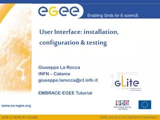 User Interface: installation, configuration &amp; testing