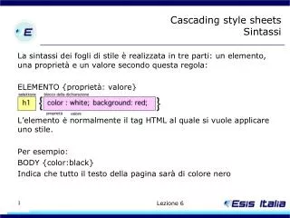 cascading style sheets sintassi