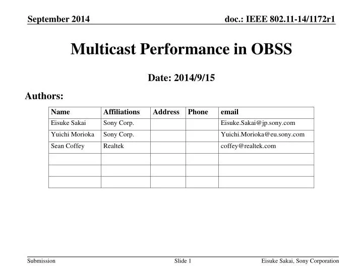 multicast performance in obss