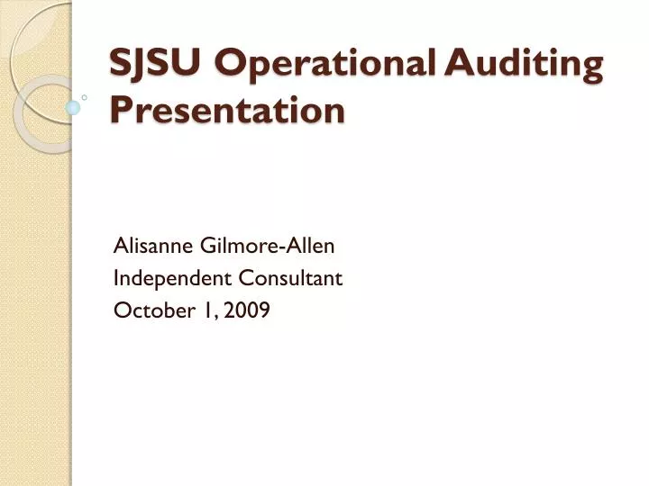 sjsu operational auditing presentation