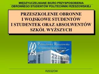przeszkolenie obronne i wojskowe student w i studentek oraz absolwent w szk wy szych