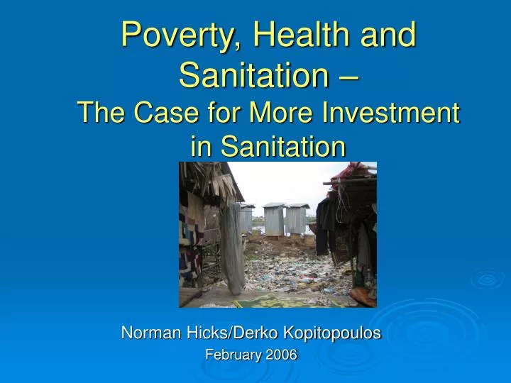 poverty health and sanitation the case for more investment in sanitation