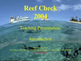 Reef Check 2004 Teaching Presentation: Introduction Reef Check-UCLA