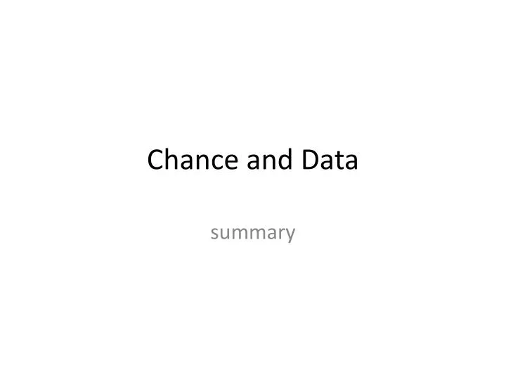 chance and data