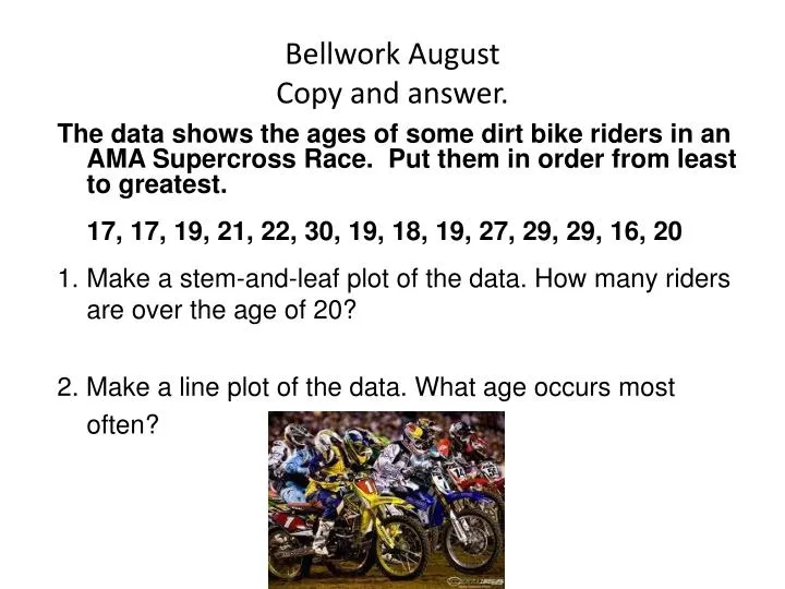 bellwork august copy and answer