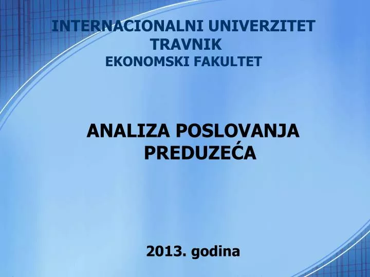 internacionalni univerzitet travnik ekonomski fakultet