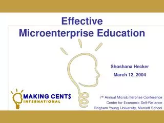 Effective Microenterprise Education