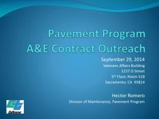 Pavement Program A&amp;E Contract Outreach