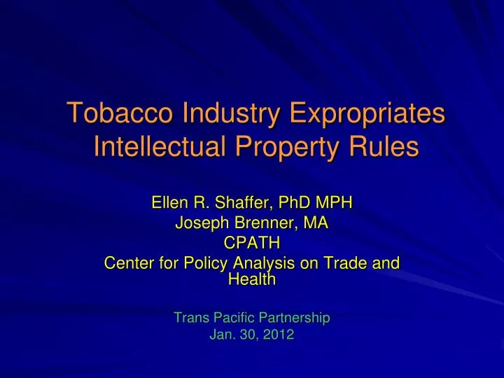 tobacco industry expropriates intellectual property rules