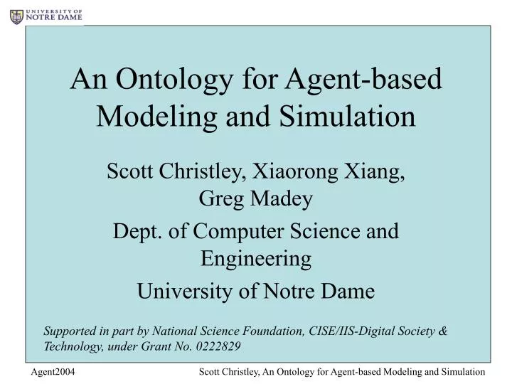 an ontology for agent based modeling and simulation