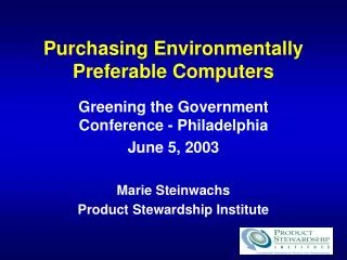 Purchasing Environmentally Preferable Computers