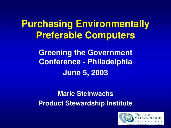 purchasing environmentally preferable computers