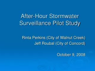 After-Hour Stormwater Surveillance Pilot Study