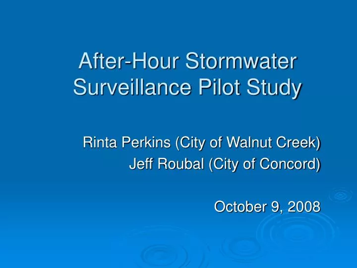 after hour stormwater surveillance pilot study