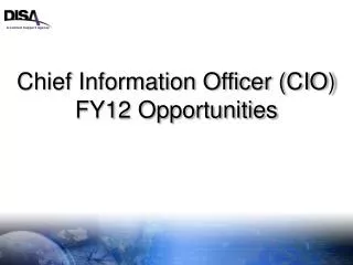 Chief Information Officer (CIO) FY12 Opportunities