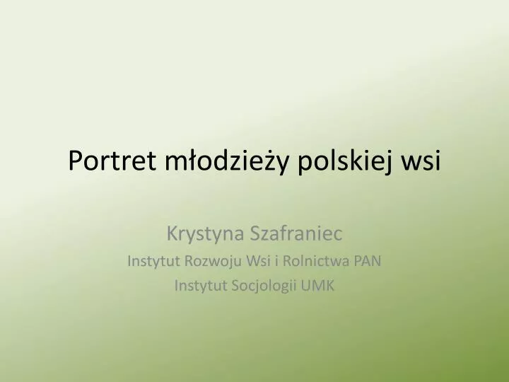 portret m odzie y polskiej wsi