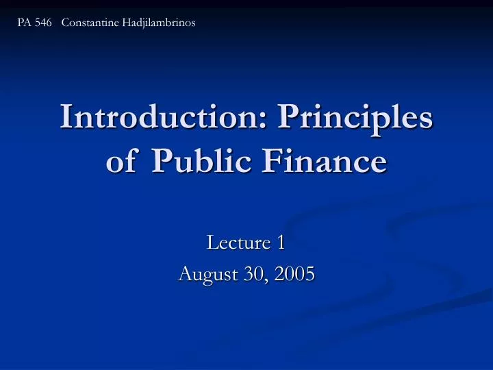 introduction principles of public finance
