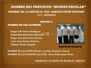 nombre del proyecto huerto escolar