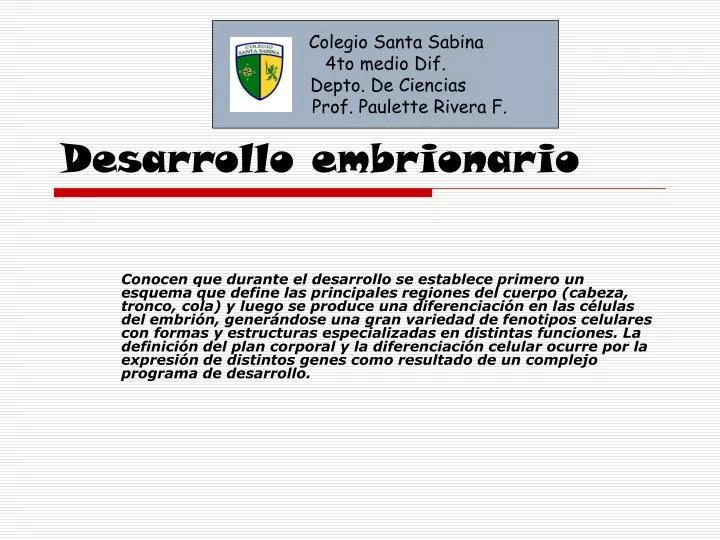 desarrollo embrionario