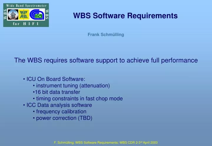 wbs software requirements