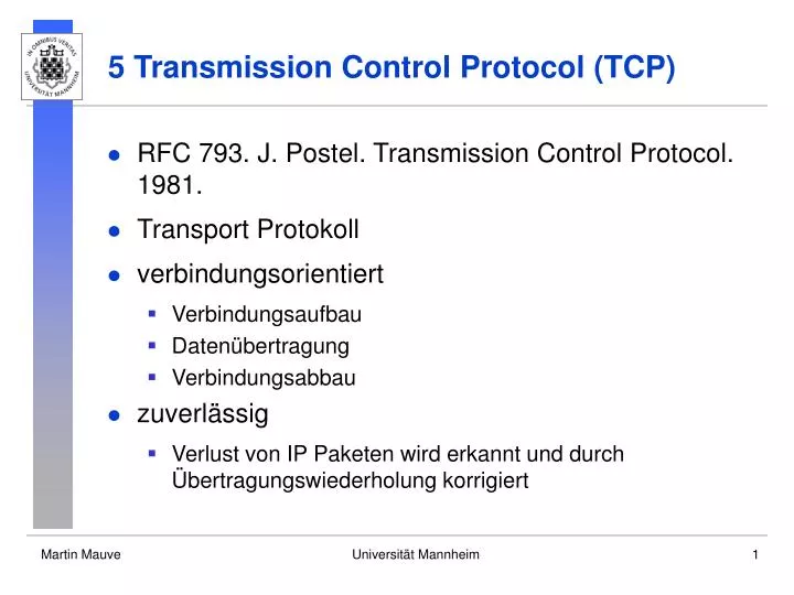 5 transmission control protocol tcp
