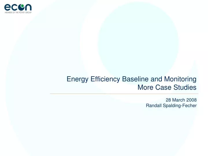 energy efficiency baseline and monitoring more case studies