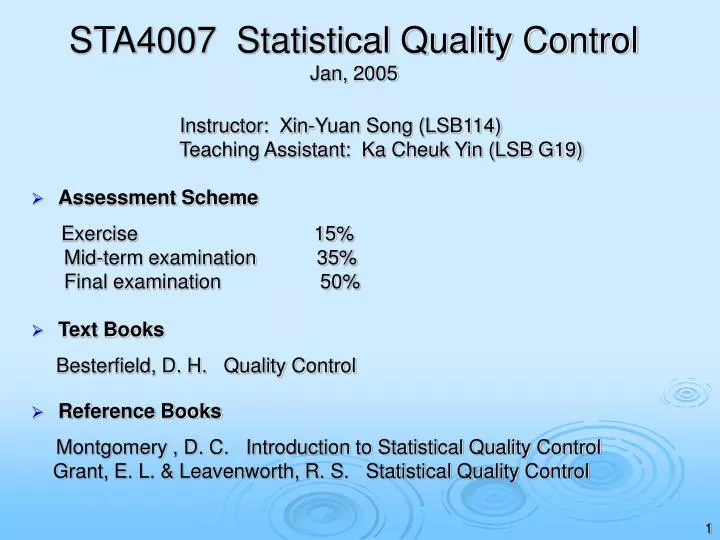sta4007 statistical quality control jan 2005