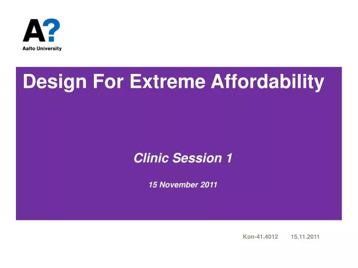 design for extreme affordability