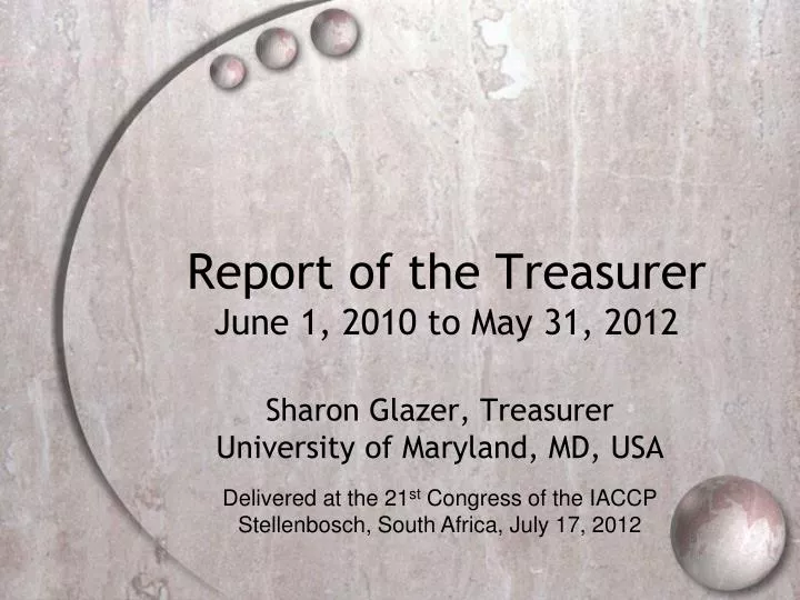 report of the treasurer june 1 2010 to may 31 2012