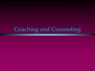 Coaching and Counseling
