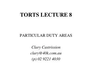 TORTS LECTURE 8