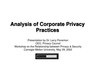 Analysis of Corporate Privacy Practices