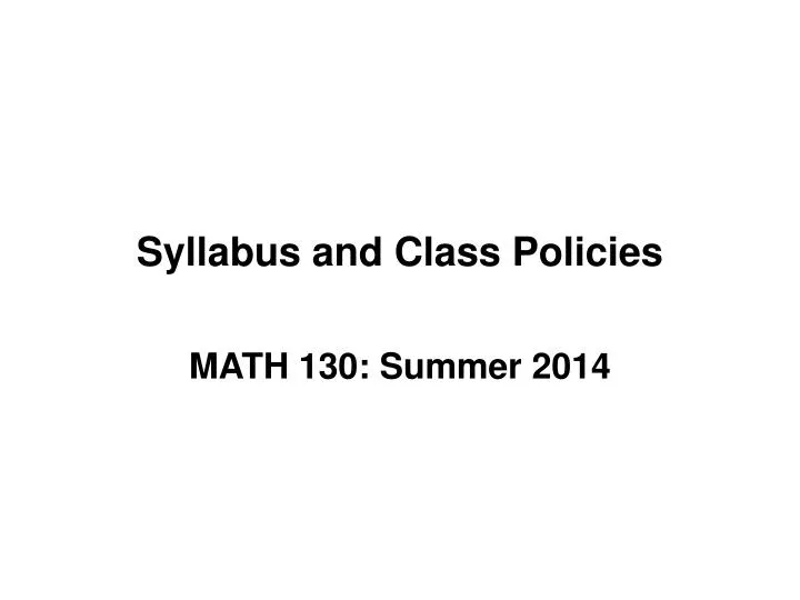 syllabus and class policies